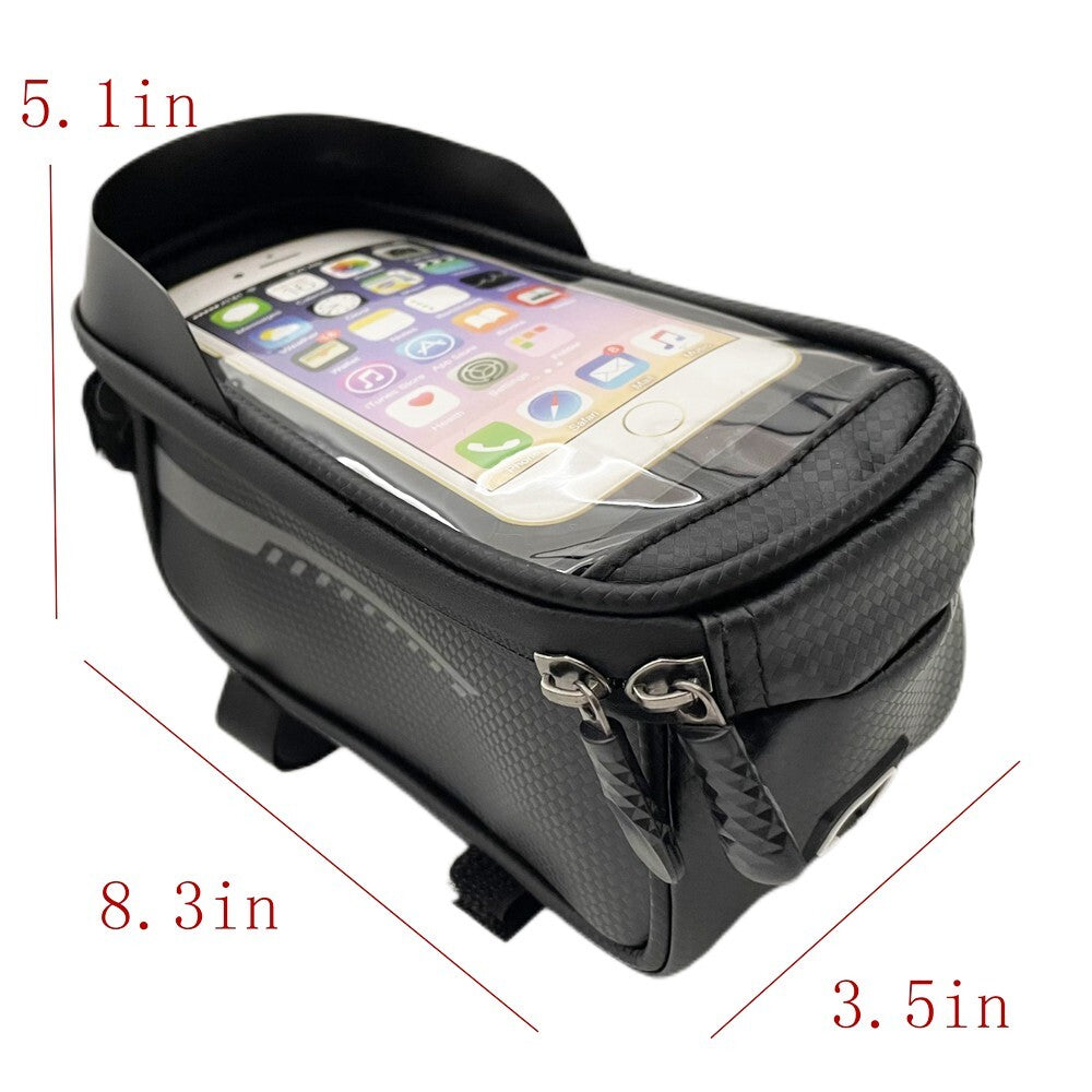 Waterproof Bicycle Phone Bag with Large Capacity and Double Zippers