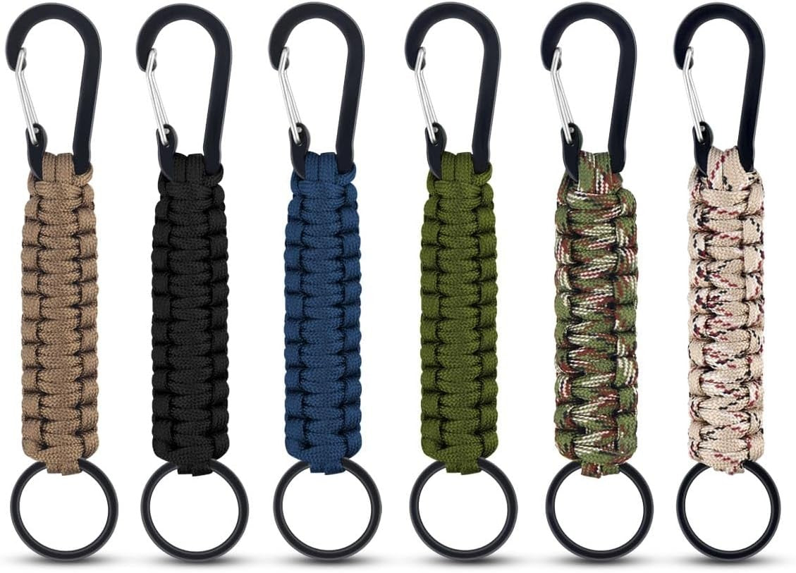 6 Pack Paracord Keychains with Carabiners Durable Braided Lanyards