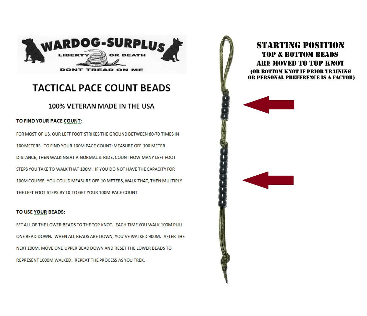 US Military Tactical Pace Count Beads for Land Navigation and Hiking