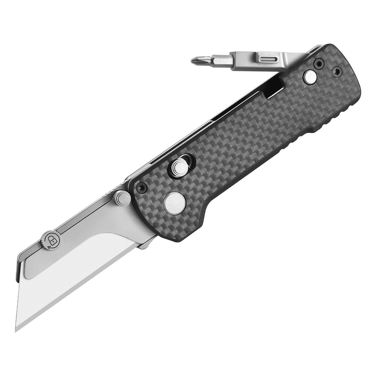 Utility Knife with Folding Screwdriver - Carbon Fiber Handle, G10 Blade