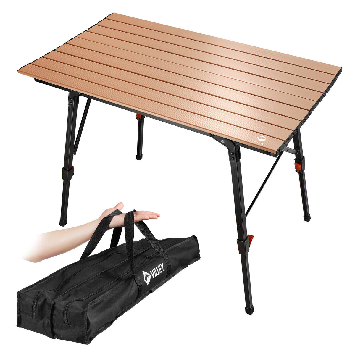 Lightweight Aluminum Folding Beach Table with Adjustable Legs