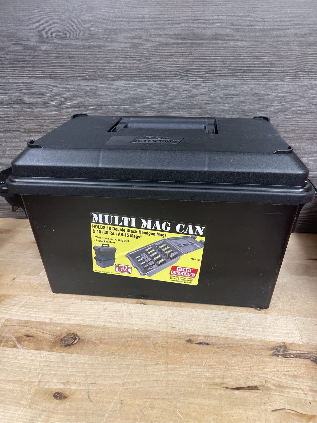 Tactical Mag Can for 10 30-Round Handgun Magazines Black Storage Box