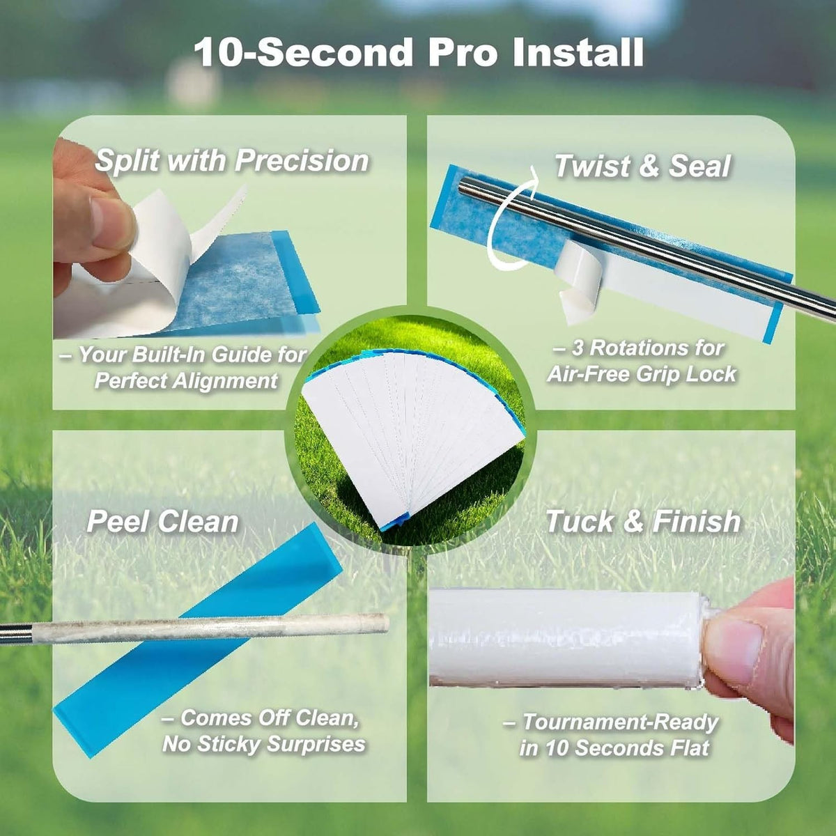 Golf Grip Tape 20-Pack, 2x10-Inch Double-Sided Adhesive Strips for Regripping