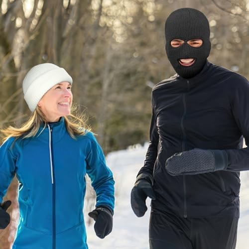 Winter Knitted Face Mask with Full Face Cover Ski Scarf - Unisex Thermal Outdoor Gear