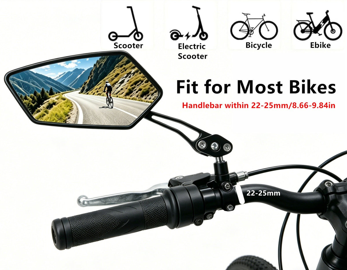 HD Bike Mirrors - 360° Adjustable Rear View Bicycle Handlebar Mirrors