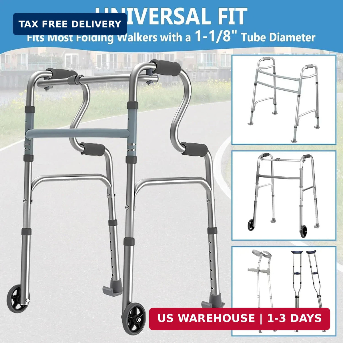 Walker Ski Glides 2 Pack Heavy Duty Replacement Feet for Folding Walkers