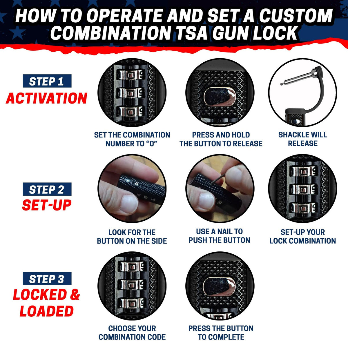 TSA Approved Handgun Case Lock - Durable Cut-Resistant Firearm Lock