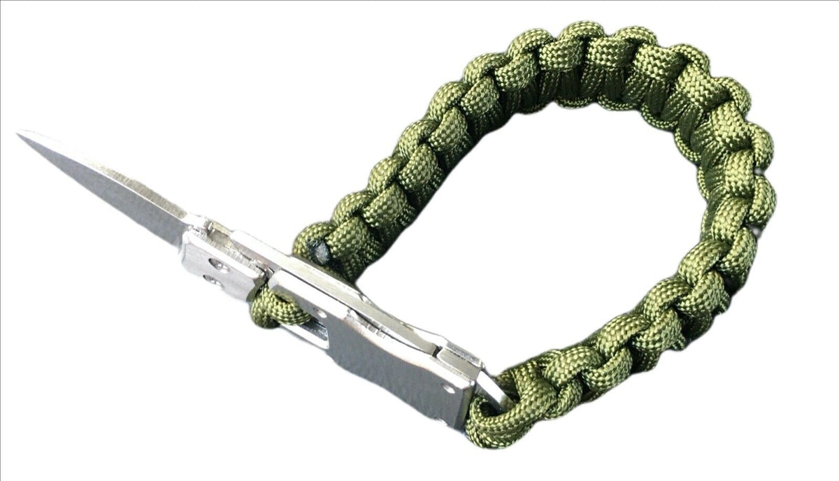 Paracord Survival Bracelet with Knife - Tactical Emergency Gear, Olive Green