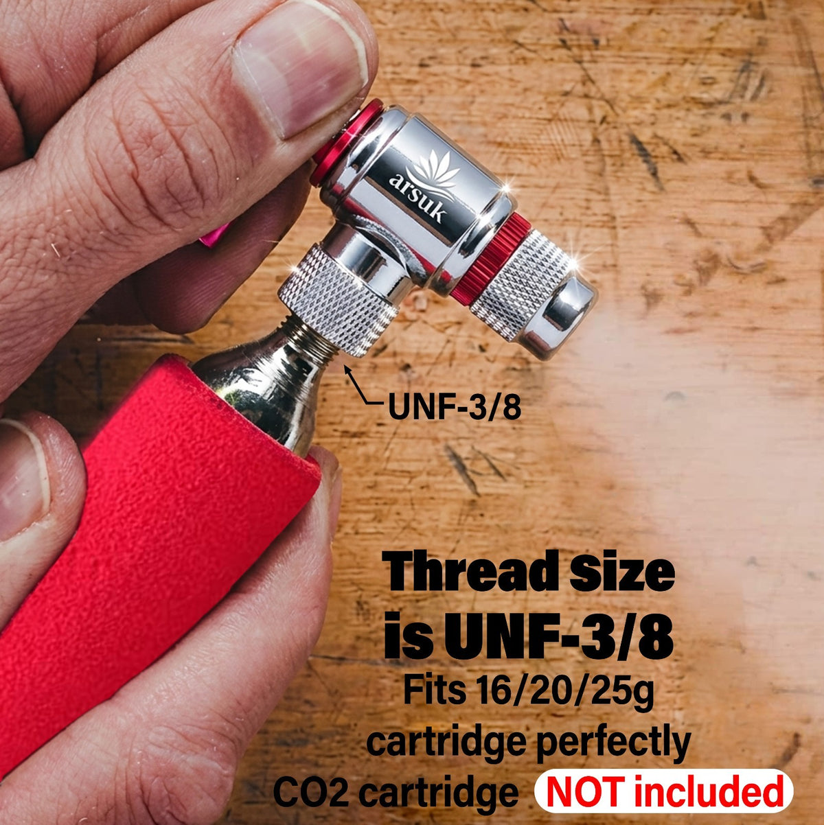 Mini CO2 Bike Tire Inflator for Presta & Schrader Valves - Portable & Effortless