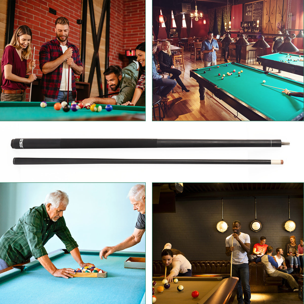 (Set of 4) 58" 2-Piece Fiberglass Pool Cue Sticks - Graphite Composite 18-21oz