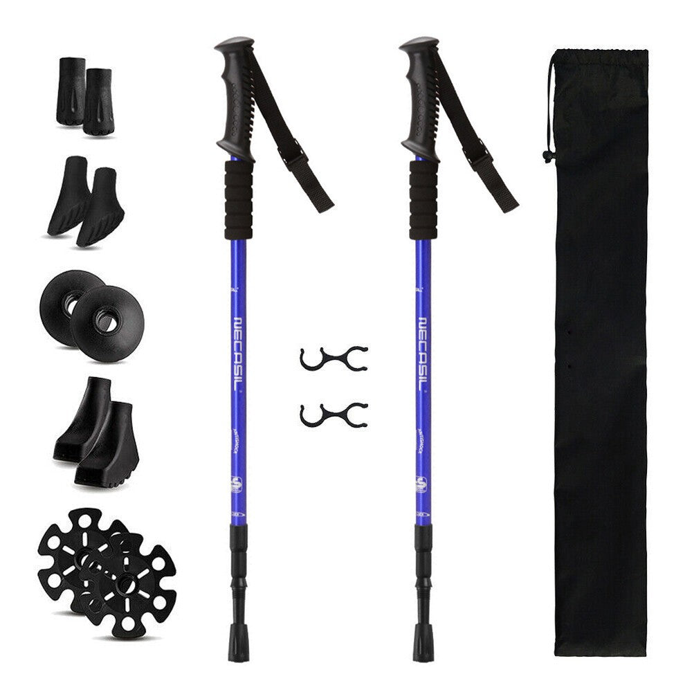 2X Adjustable Hiking Trekking Poles Nordic Walking Sticks Anti-shock Alpenstock