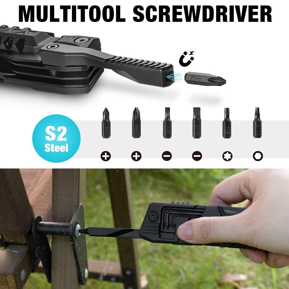 20-in-1 Multitool Pocket Knife with Locking Blade, Saw, Screwdriver, Fire Starter