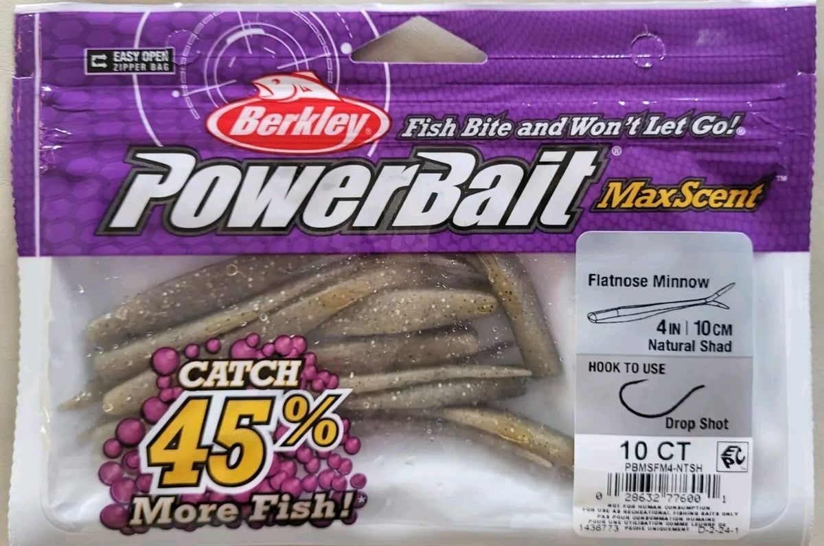 Berkley MaxScent Flatnose Minnow Drop Shot Lure 4-Inch 10 Pack Fishing Bait