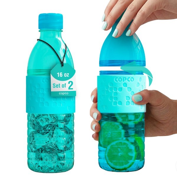 16.9oz Leak-Proof Reusable Water Bottle Set with Non-Slip Sleeve