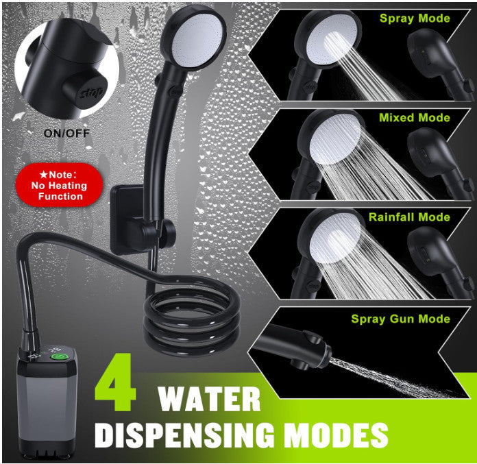 Portable Camping Shower 6000mAh with LED Display Water Temperature Control