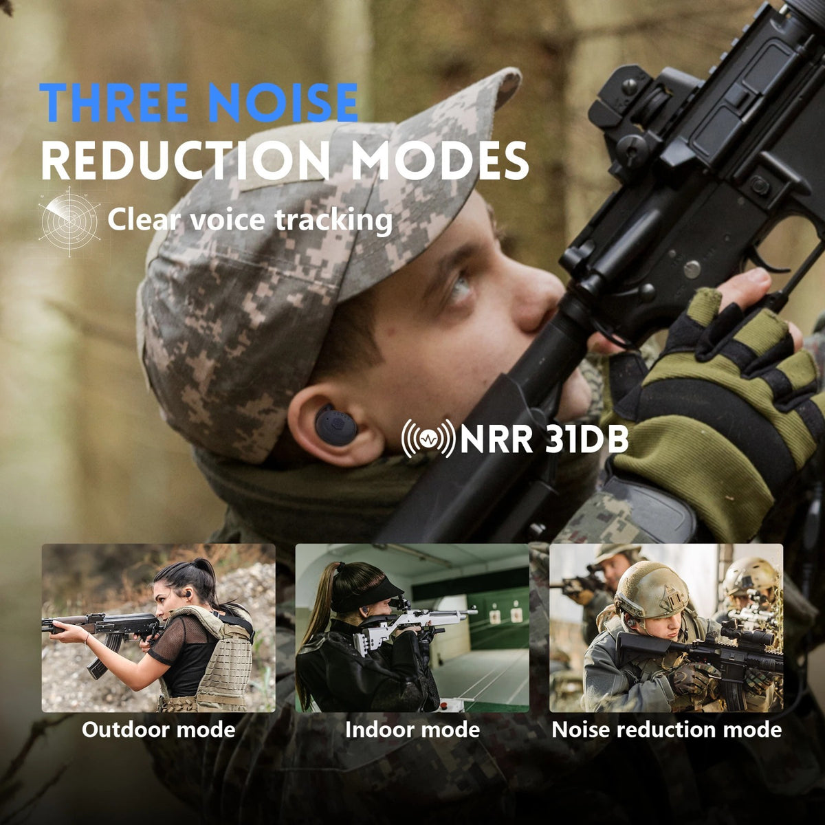 Bluetooth Tactical Earbuds for Shooting and Hunting Hearing Protection