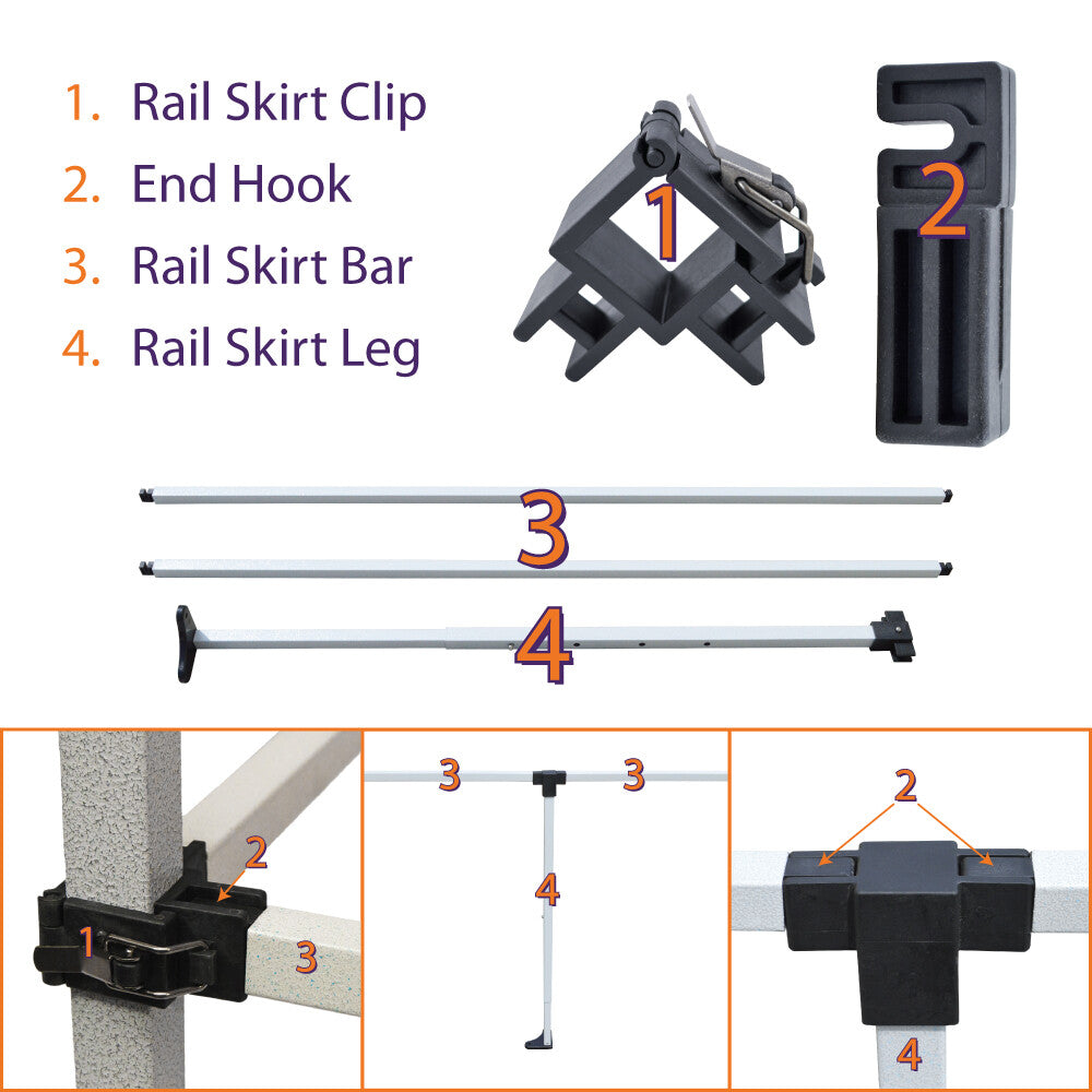 Canopy Rail Skirt Hardware Kit for Pop Up Tent & Vendor Booths