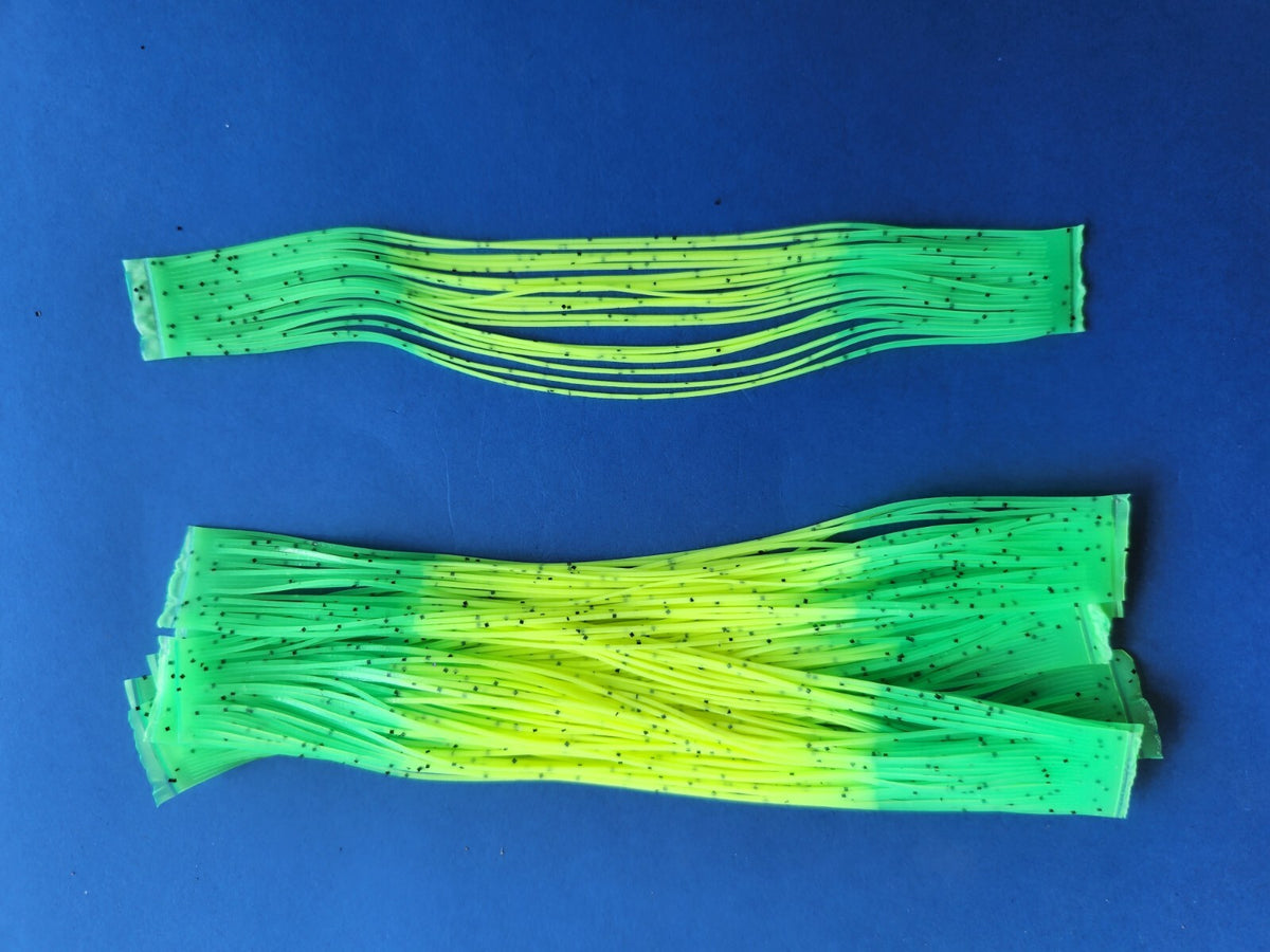 Fishing Spinnerbait Tackle Material - 10 Silicone Tabs Chartreuse/Lime Tips