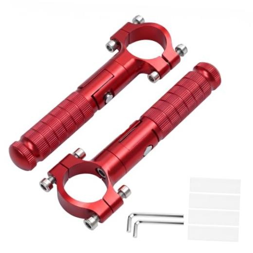 Red Folding Motorcycle Footrest Pegs - 1.25 Inch Compatible with Harley, Honda, Yamaha & ATV