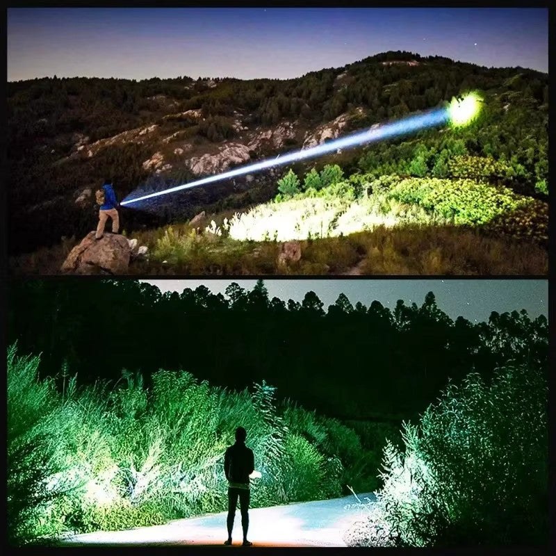 Rechargeable LED Tactical Flashlight 350000000 Lumens, Waterproof, Multi-Mode