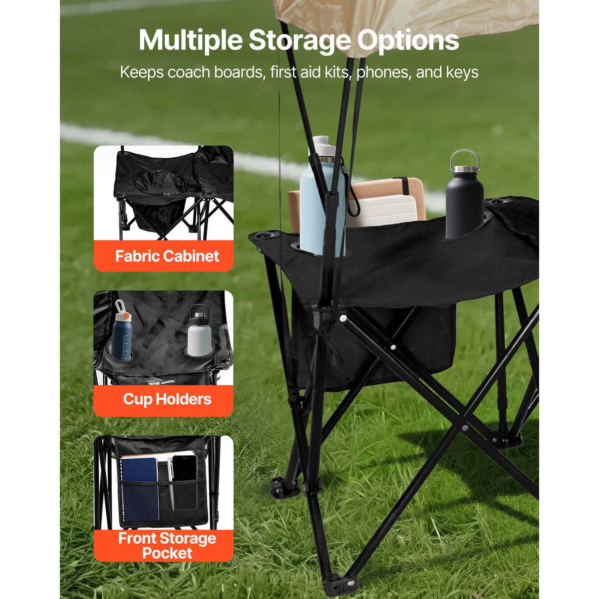 Portable Folding Chair with Sunshade and Storage Bag for Outdoor Use
