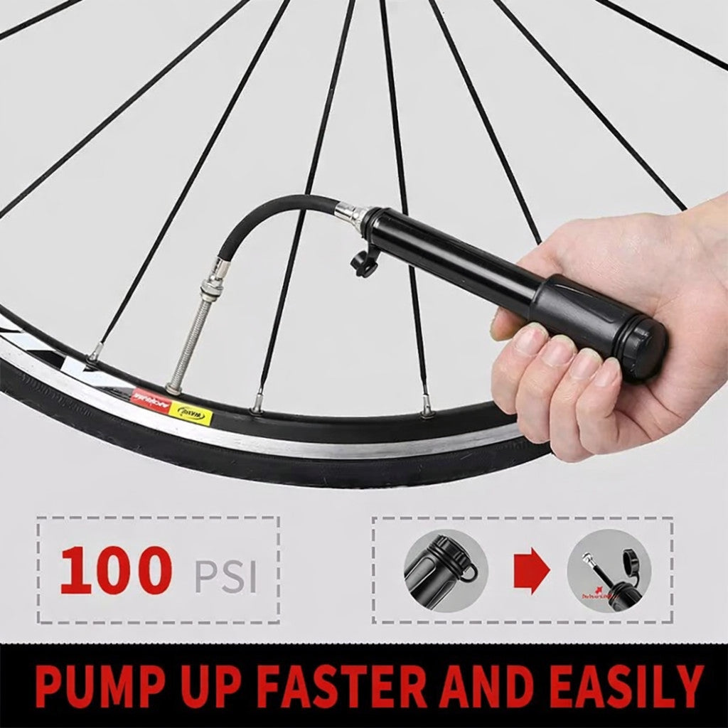 Mini Bike Pump Portable Bicycle Tire Inflator, Schrader & Presta Valve Compatible