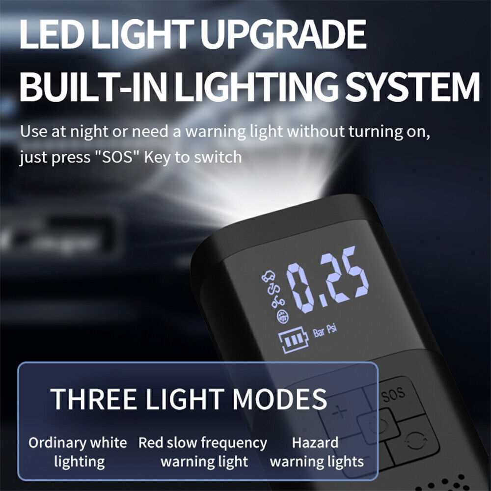 Portable Electric Tire Inflator Pump with LCD Screen & Rechargeable Battery