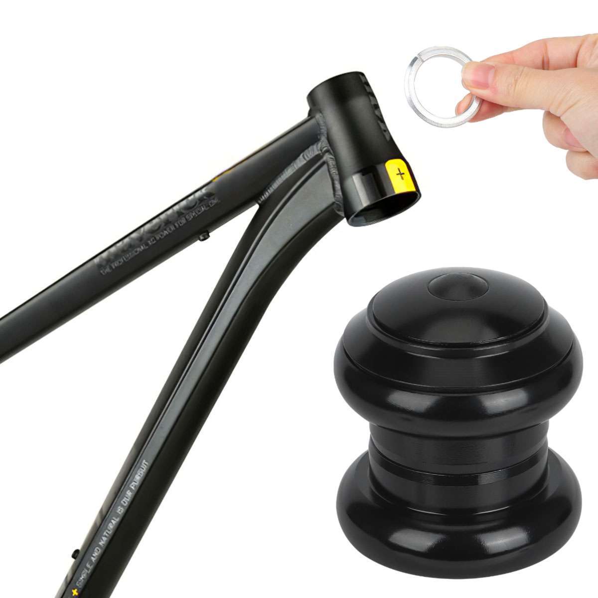 34mm 1-1/8 Inch Threadless Bicycle Headset Kit Aluminum Alloy Black