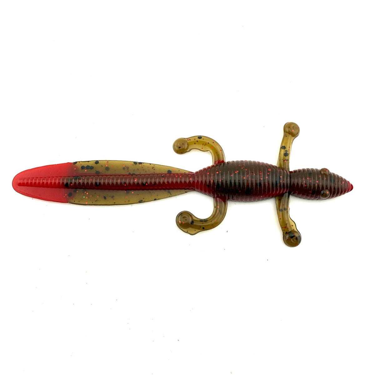 15 Hand Poured 5-Inch Soft Plastic Lizard Baits for Fishing - Green Pumpkin Red