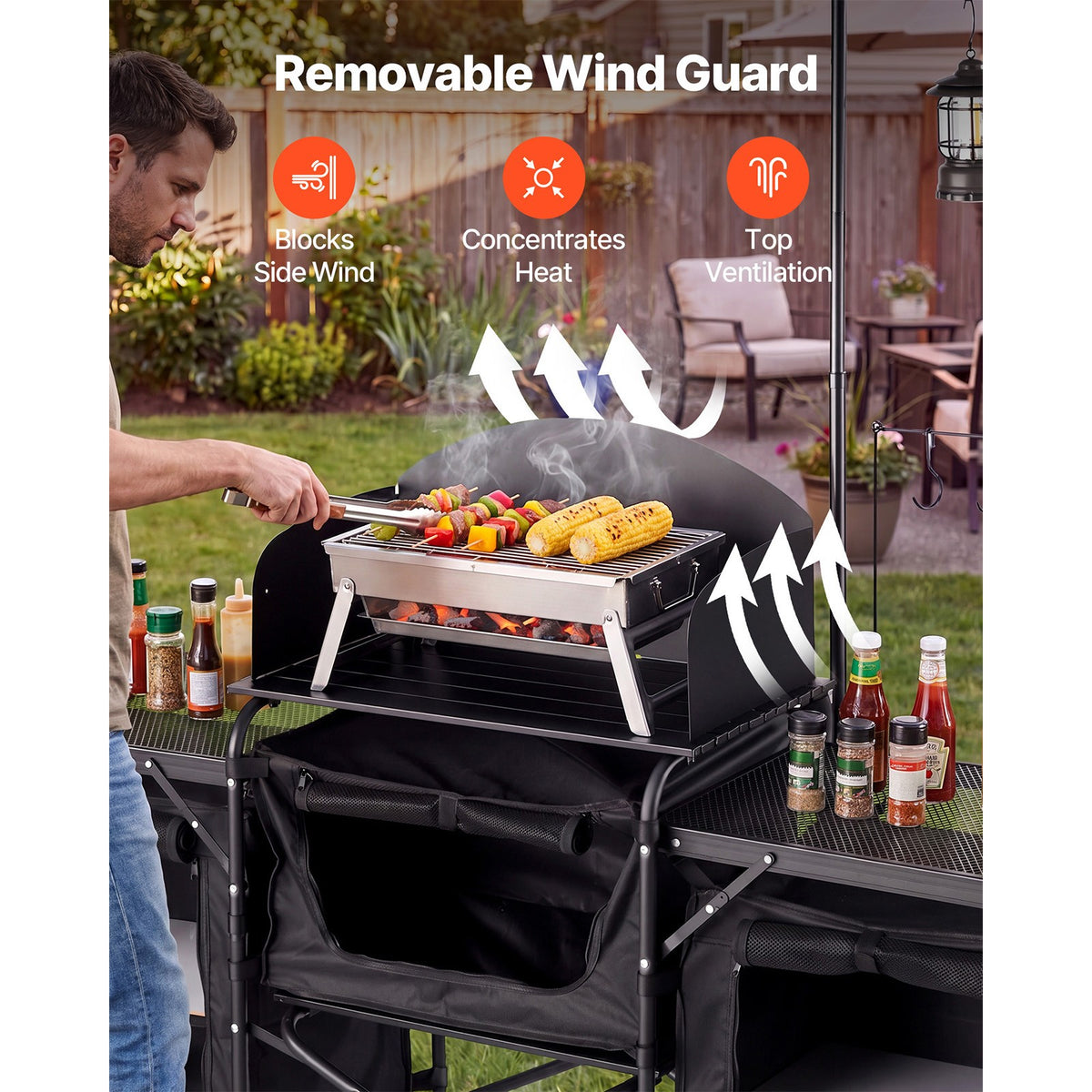 Portable Camping Table with Storage Organizer for Outdoor Use