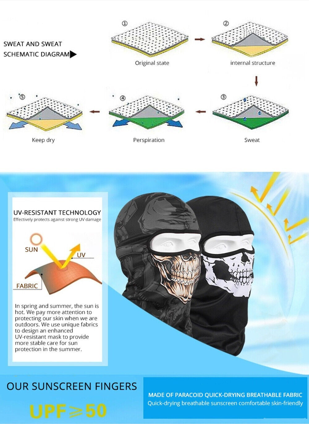 Windproof Tactical Balaclava Face Mask for Outdoor Sports - 2 Pack