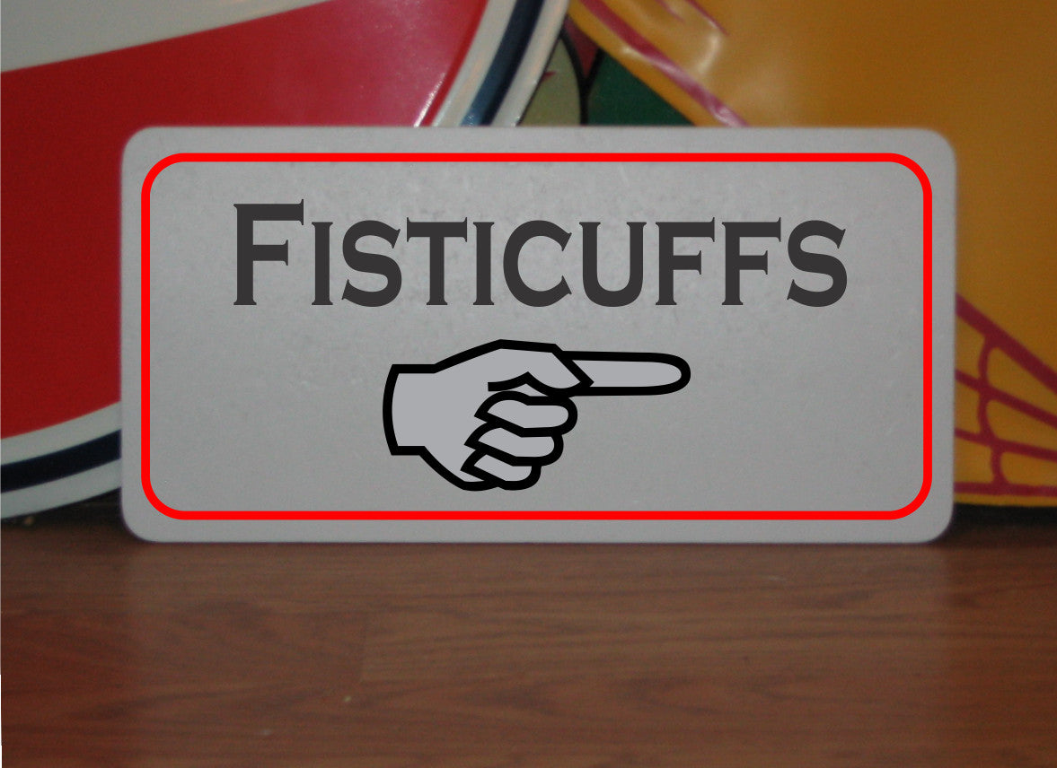 Metal Sports Sign - Fisticuffs with Arrow Hockey Rink Club Beer Gym Bar Judo Boxing