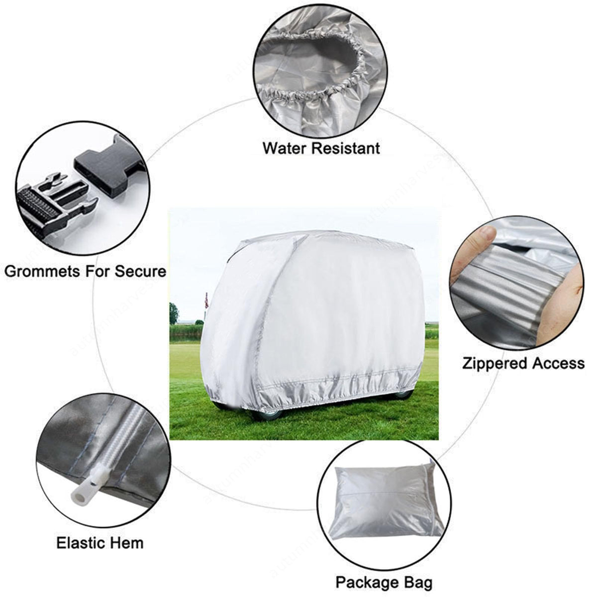 Golf Cart Cover for 4 Passenger UV & Waterproof Protection - Fits EZGO, Club Car, Yamaha
