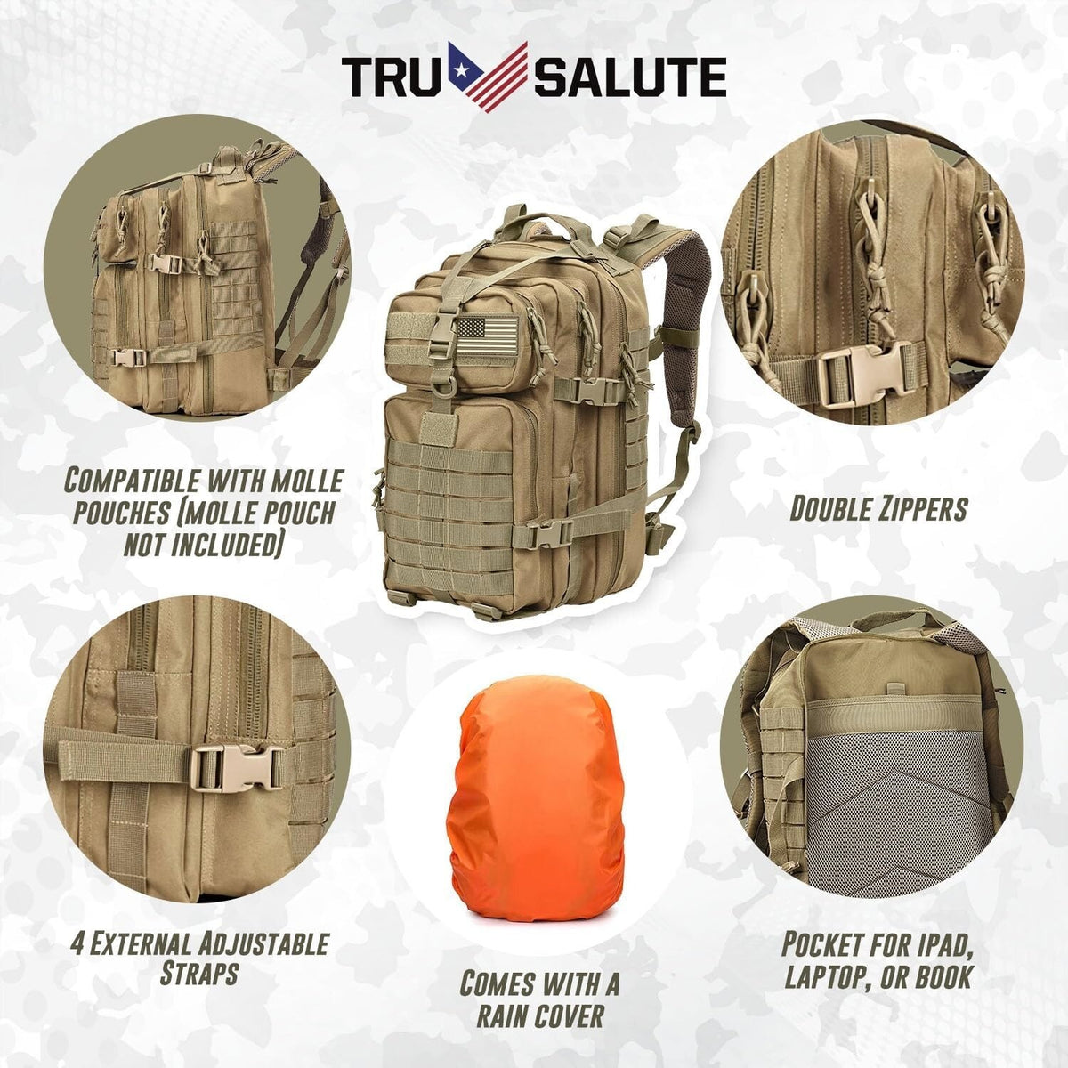 45L Military Tactical Backpack Large Army Assault Pack Molle Rucksack