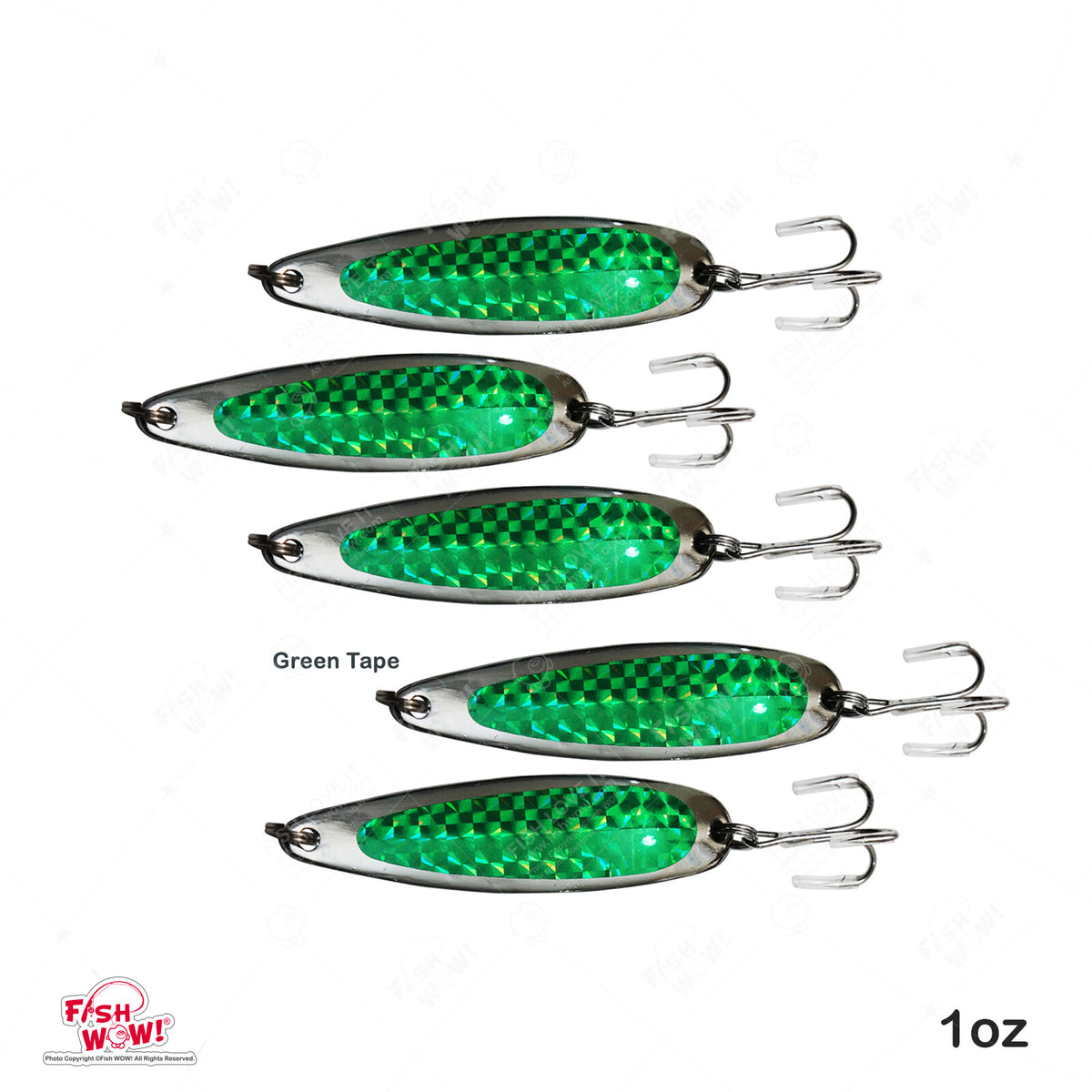Fishing Spoon Jigs 5 Pcs 1oz Cast Trolling Lures for Saltwater & Freshwater