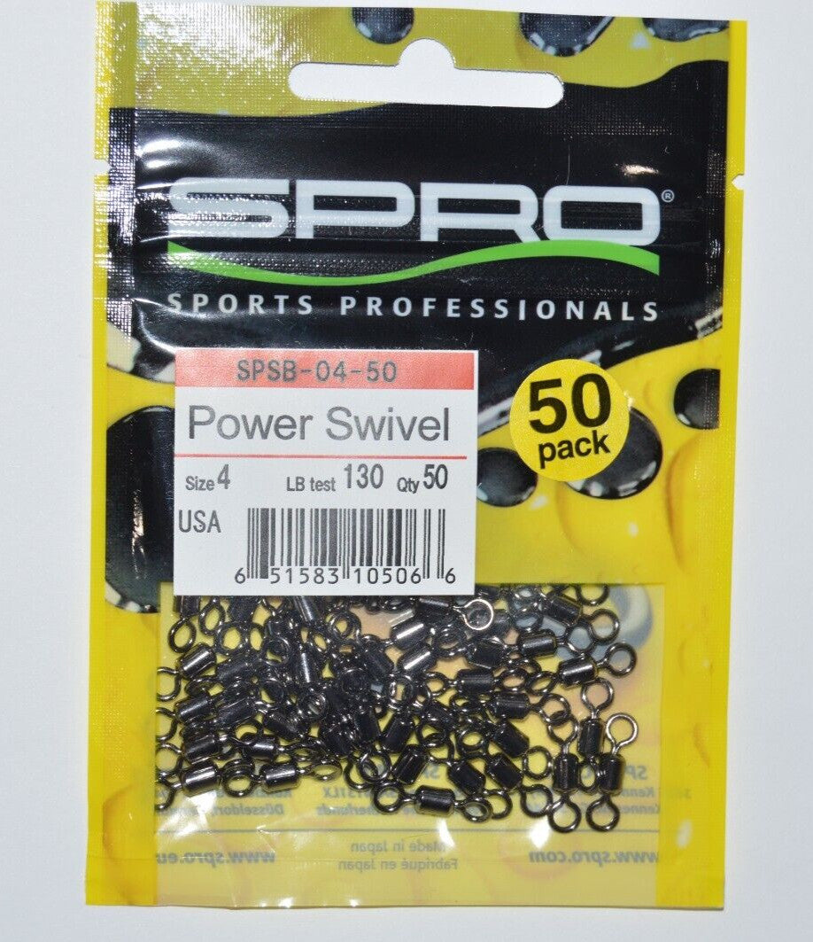 SPRO Power Swivel Size 4 130lb Test Fishing Swivel Pack of 50