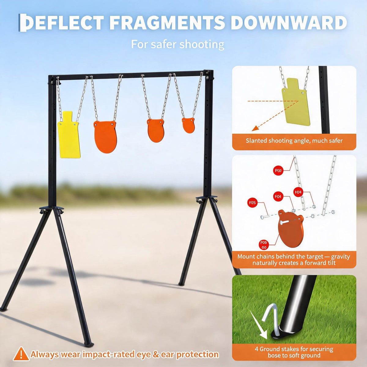 Heavy Duty AR500 Steel Target System with Adjustable Stand for Outdoor Shooting