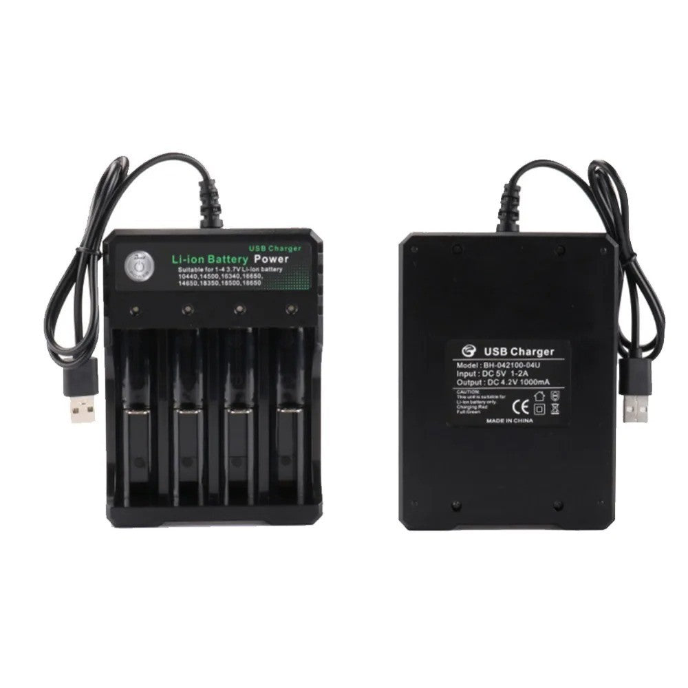 4 Slot Li-ion Battery Charger for 18650 Batteries USB Power Bank Station