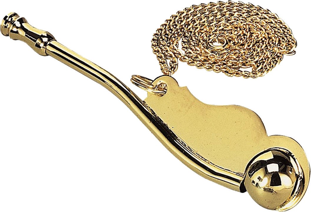 Brass Boatswain's Call & Chain - Nautical Marine Bosun's Pipe for Ships