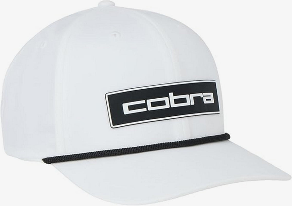 Adjustable White Golf Hat Cap - Snapback Tour Tech Rope Headwear