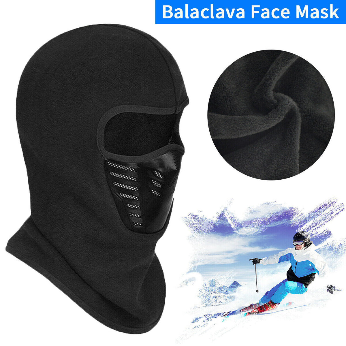 Winter Balaclava Face Mask Windproof Fleece Ski Cycling Riding Mask