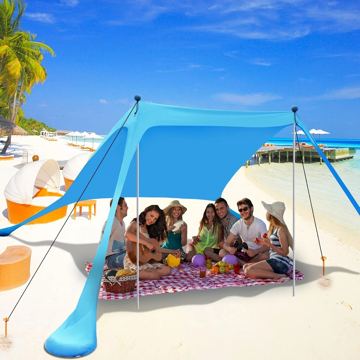 Portable Beach Tent Sun Shade Canopy UPF 50+ with Sandbags, Lightweight Outdoor Shelter
