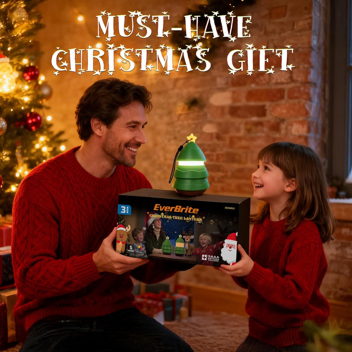 Christmas Lantern with 5 Light Modes - Holiday Decor & Night Light