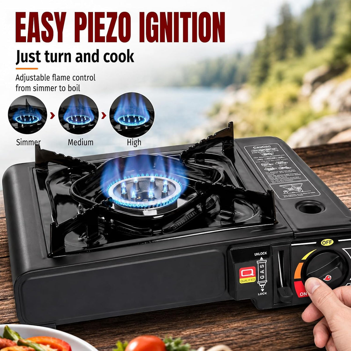 Portable Dual Fuel Camping Stove with Carry Case & Regulator Hose