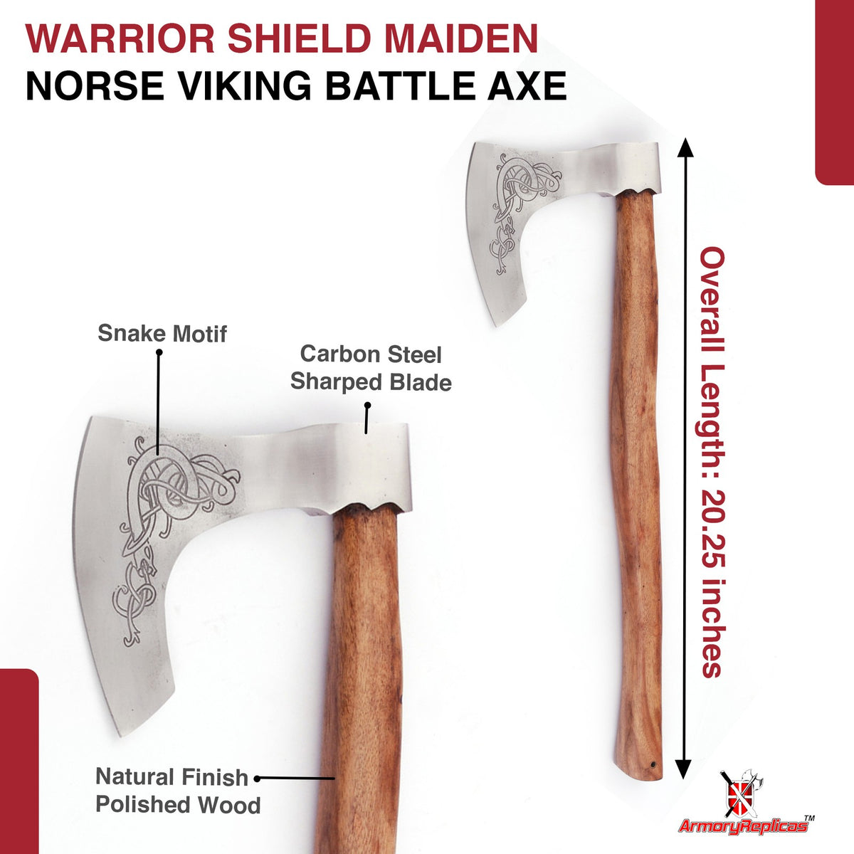Medieval Warrior Shield Maiden Axe with Sheesham Handle and Steel Blade