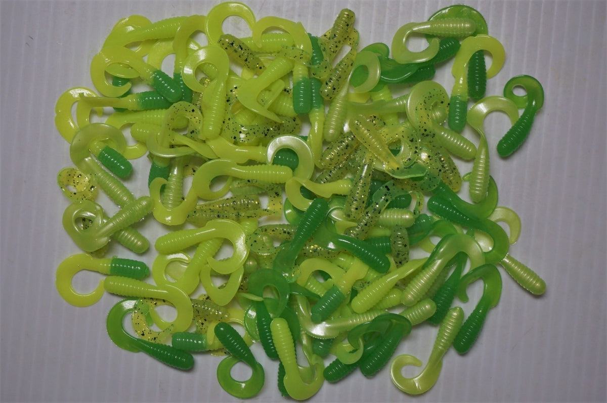 Soft Plastic Fishing Lures - 100 Curly Tail Grubs 1.5" for Panfish & Bass