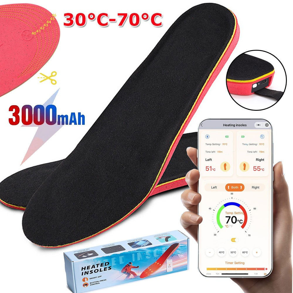 Rechargeable Heated Insoles for Men and Women - App Control Winter Foot Warmers