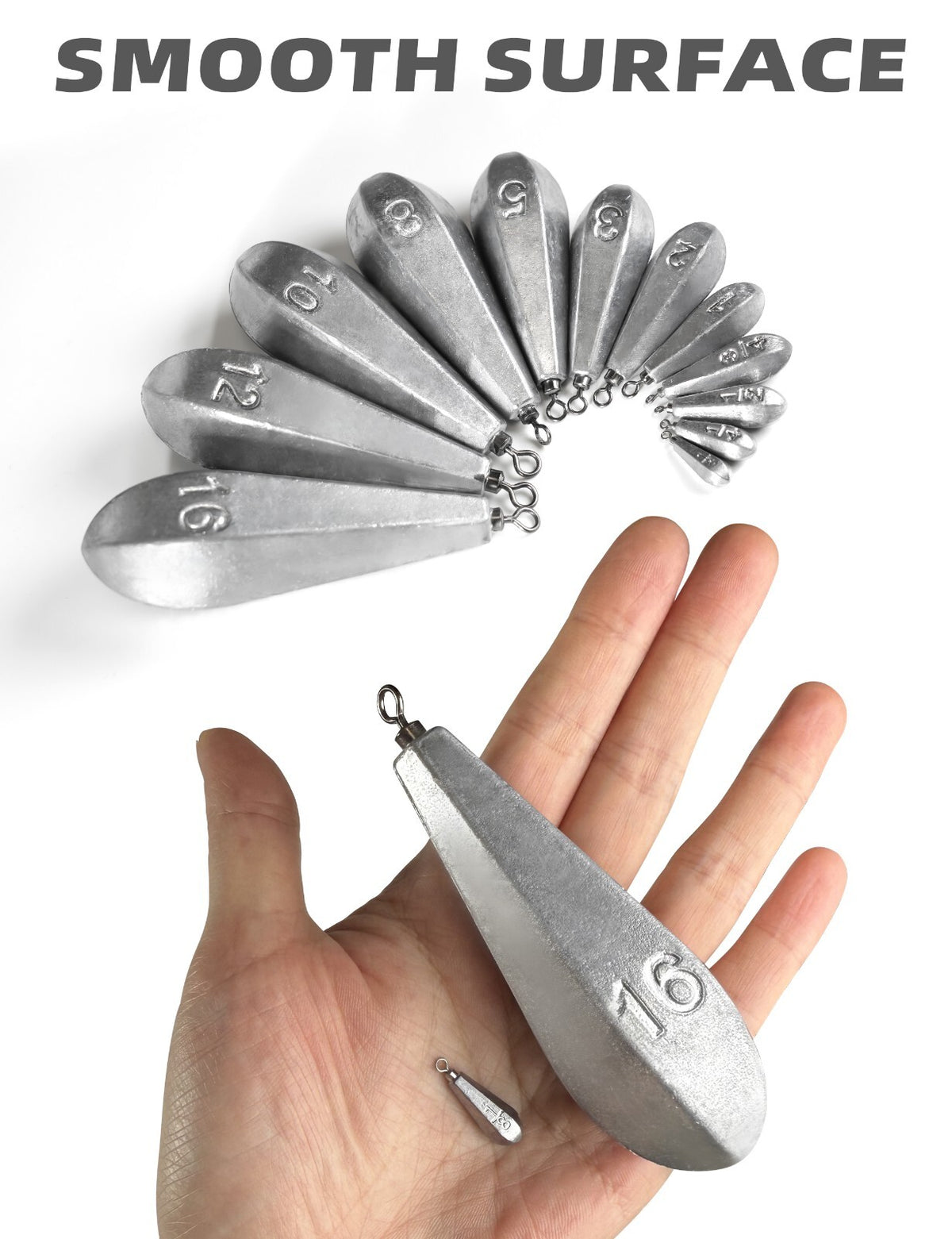 Saltwater Fishing Sinkers with Swivel for Deep Water Bottom Fishing - Multiple Sizes
