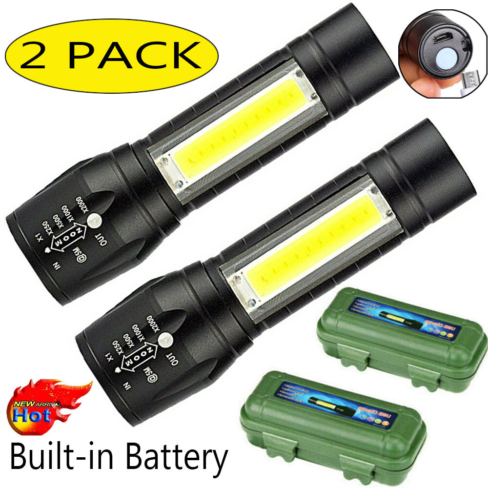 High Lumen Rechargeable Tactical LED Flashlight with Zoom, 95000000LM