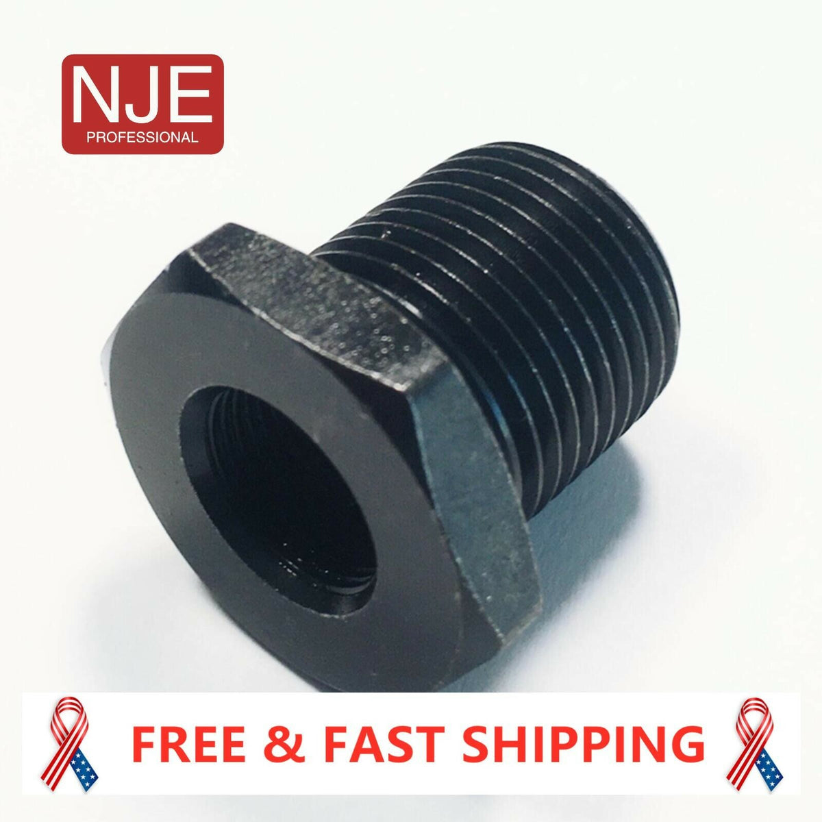 Steel Thread Adapter 1/2x28 to 3/4x16 Black Muzzle Fitting with Crush Washer